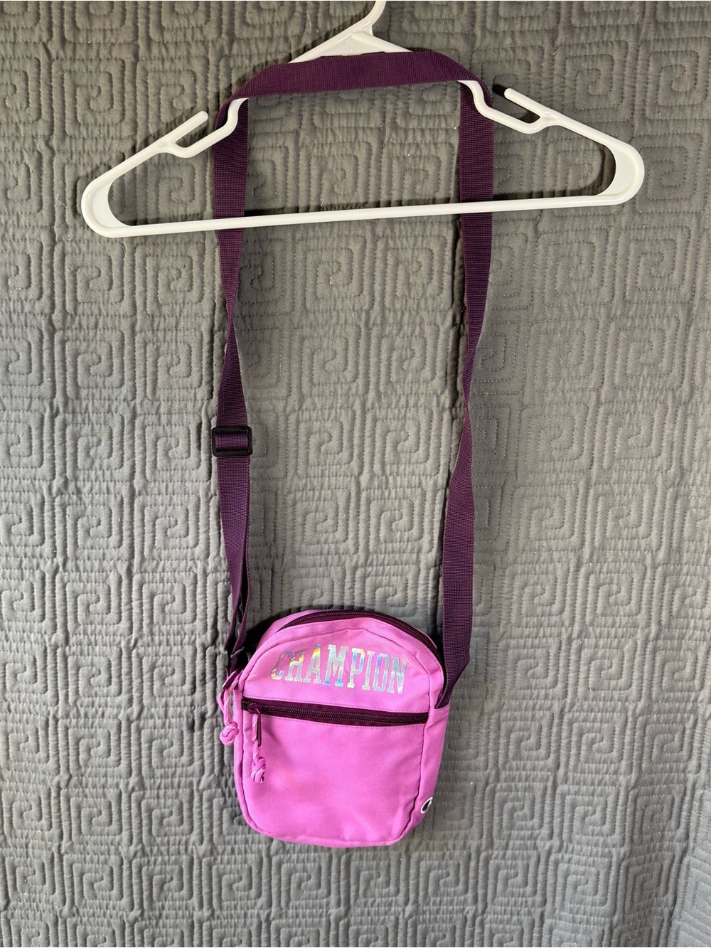 Champion Pink Mini Crossbody Camera Passport Bag Purple Adjustable Strap